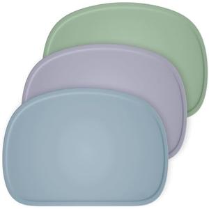 Cuddle Campus Set of 3 Silicone Placemats with Raised Edges for Kids,Toddlers,Babies, Non-Slip Dinning Table Mat, Baby Eating Mat, Food Mat Set 2
