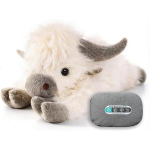 uoozii 24" | 5 Pounds Highland Cow Weighted Stuffed Animals with Removable Unscented Microwavable Pouch, Cute Coolable Warmable Weighted Plush Gift for Kids & Adults (White & Brown)