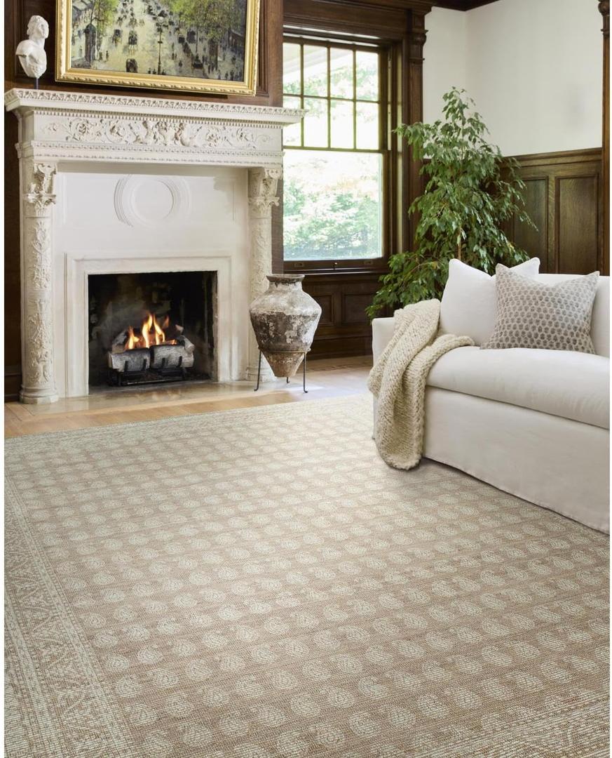 Livabliss x Nabela Noor Home Alo Traditional Border Area Rug, 7'10" x 10',Oatmeal