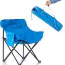 Portable Sauna Chair, Fast Folding Oxford Fabric Reinforced Chair, with Pockets and Carry Bag, Suitable for Sauna, Fishing, and Picnics (Blue), Large