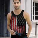Idgreatim Mens Tank Tops 4th of July American Flag Sleeveless Shirt Patrotic Print Athletic Slim Fit Workout Gym Tees (Black, L)