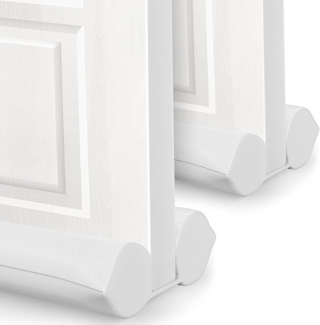 2 Pack Under Door Draft Stopper - Bottom Door Gap Filler & Seal - Windproof Coating Cover - Fits 30 to 36 Door - Block Noise, Sound, Hot Air, Light, Wind - Easy Install Draft Blocker - White