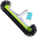 Swimming Pool Brush Head with Round Ends,17.5" Heavy Duty Aluminum Back Head for Cleans Walls, Tiles & Floors, 7 Rows Premium Nylon Bristles with EZ Clips (Green Black)