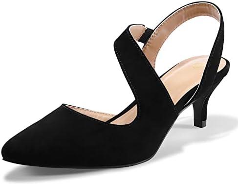 mysoft Women's Dress Shoes Low Heels 2 inch Kitten Pumps Slingback Wedding Party Medium/Wide Width Shoes, 7