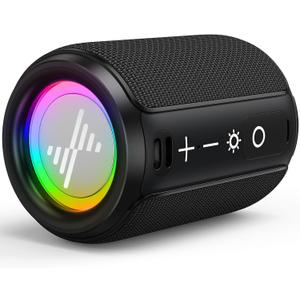LENRUE Portable Bluetooth Speakers, Wireless Speakers with TWS, IPX5 Waterproof, Colorful Lights, Support Type C and TF Card, Portable for Shower, Travel, Party