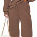 Ekouaer Womens Pajama Sets Fuzzy Fleece Long Sleeve Sleepwear Comfy Pjs 2 Piece Lounge Set Nightwear with Poeckts S-XXL (Brown, XL)