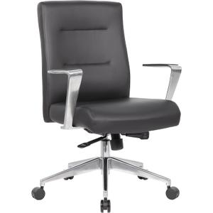 Boss Office Products Modern Conference Chair with Aluminum Arms and Base, Black