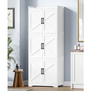 Akxomel 60.2''H Tall Bathroom Storage Cabinet with 6 Door, Pantry Cabinet, 11.6''D x 22.6''W x 60.2''H
