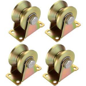 Lyplus 4-Pack 660 lbs Heavy-Duty 2in V-Groove Casters with Brackets for Sliding Gates Wheel, Rolling Gates and Industrial Machines
