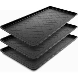 Geelin 3 Pack Extra Large Boot Tray 40"x20" Long Shoe Mats Boot Storage with Raised Edge Waterproof Plastic Wet Shoe Tray for Entryway Floor Indoor Outdoor Mudroom Multi Use(Black)