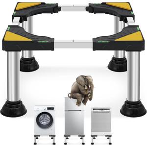 WBD Upgraded Mini Fridge Stand Washer and Dryer Stand for 21-28 Inch Appliance Washing Machine Stand Base with 4 Strong Feet Laundry Pedestal Dryer Universal Platform(Height 11"-12" Adjustable)