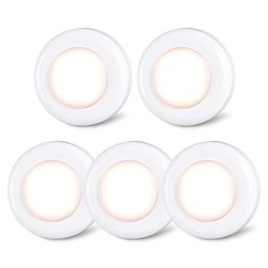 STAR-SPANGLED Push Tap Light, 2.8” Mini Night Touch LED Puck Lamp, Portable Under Cabinet Lighting AAA Battery Operated Powered, DIY Stick On Lights for Closet, Counter, Kitchen, Warm White, 5 Pack