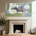 YETHEN WAL Sage Green Abstract Wall Art – 20×40 Minimalist Canvas Print, Soft Olive & Mist Blue Artwork for Living Room, Bedroom or Entryway Decor