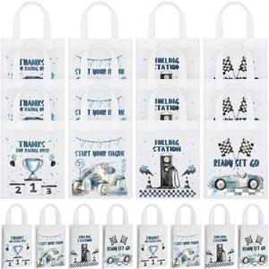 24 Pcs Watercolour Racing Car Birthday Decorations Race Car Party Favour Goodie Bags Non Woven Reusable Candy Gift Bags with Handles Party Supplies