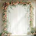 Asee'm 10x8FT Ivory Backdrop Curtains for Parties, Polyester Photo Fabric Curtain Backdrop Drapes for Birthday Wedding Party Decor Background Photography with Rod Pocket, 5x8FT, 2 Panels