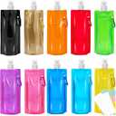 Smilixin 10 Pack Collapsible Water Bottles,Reusable Drinking Water Bags with Carabiner Clip,480ml Travel Water Bottle,Leak Proof Water Bottles for Camping,Hiking Travel,Gym,Sports,Biking,BPA Free
