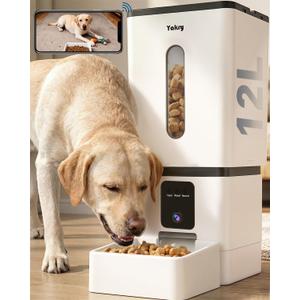 Automatic Dog Feeder Large Breed with Camera - 12L/50 Cups 5G WiFi App Control Dog Food Dispenser, Easy Setup, HD 1080P Video with Night Vision by Yakry