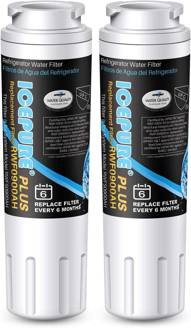 ICEPURE PLUS NSF/ANSI 53 Certified UKF8001 Refrigerator Water Filter Compatible with Maytag UKF8001, UKF8001AXX, UKF8001P, Whirlpool 4396395, 469006, EDR4RXD1, EveryDrop Filter 4, 2 PACK