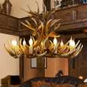 Deer Antler Chandelier Lighting,Large Deer Rustic Farmhouse Chandelier Light Fixtures for Dining Room Living Room Kitchen Island Bedroom Entryway Foyer (9 Lamp Arms + 6 Arms)