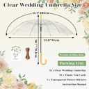 32 Pack Clear Wedding Umbrellas, Windproof Bulk Umbrellas with Thank You Tags, Large POE Dome, Auto Open-Close, Guest Favors for Weddings, Parties, Photography, Outdoor Events (Wood-Look, White)