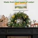 Realistic Christmas Garland for Mantle 6FT Real Touch Thick/Lush Artificial Cedar Garlands Christmas Decorations for Stairs Railing Outdoor Fireplace Table Xmas Holiday Decor(Eucalyptus Cedar, 6 FT)
