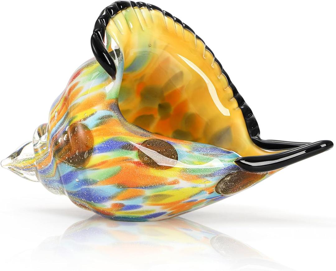 TOPZEA Hand Blown Glass Conch Shell, Handmade Seashell Collectible Art Glass Figurine Sea Shell Sculpture Crystal Coastal Decor for Centerpiece Decoration, Coffee Table, Shelf, Entryway, Birthday Gift TOPZEA Hand Blown Glass Conch Shell, Handmade Seashell Collectible Art Glass Figurine Sea Shell Sculpture Crystal Coastal Decor for Centerpiece Decoration, Coffee Table, Shelf, Entryway, Birthday Gift