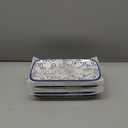 Selamica Rectangular Salad Plates, 7.1 Inch Dessert Plates Ceramic, Small Plates for Appetizer, Snack, Sushi, Fruit, Set of 6, Vintage Blue