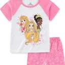Disney Princess Frozen Minnie Mouse Girls Short Sleeve T-Shirt and French Terry Shorts Set for Toddlers to Big Kids, 6X