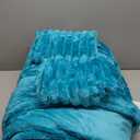 BEDELITE Fleece Queen Comforter Set -Super Soft & Warm Fluffy Teal Bedding, Luxury Fuzzy Heavy Bed Set for Winter with 2 Pillow Cases
