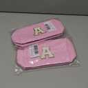 Personalized Initial Letter Makeup Bag, Preppy Glitter Letter Patch Cosmetic Pouch Zipper, PU Waterproof Travel Toiletry Bag Cute Makeup Organizer Monogrammed Make Up Bag, Gift for Women Girls(Letter A)