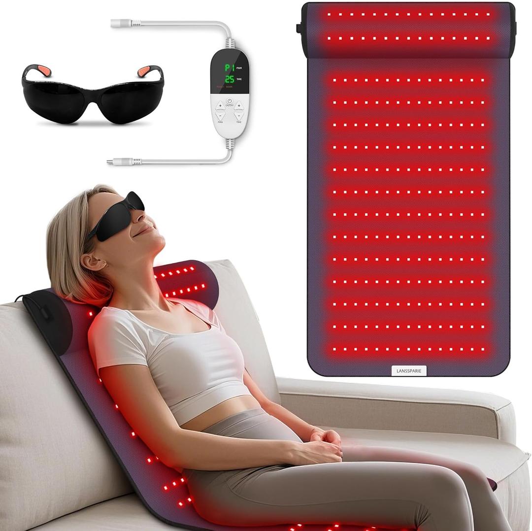 Red Light Therapy Mat with Neck Support, Large 35.8"x19" | 660nm & 850nm Near Infrared Light Therapy Pad for Body, Dual-Wavelength Red Light Therapy Blanket for Pain Relief, Muscle Recovery
