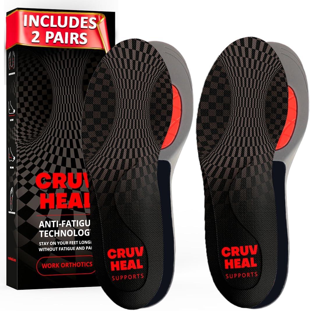 2 Packs of (New) Work Orthotic Insoles - Anti Fatigue Medium Arch Support Shoe Insert Men Women - Plantar Fasciitis Flat Feet - Relieve Foot Pain - Work Boot Insoles Standing All Day (Gray, S) (S(Men 6.5-7||Women 7.5-8))