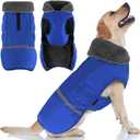 Doglay Dog Coat, Waterproof Dog Jacket Pet Winter Coat for Cold Weather with Thicken Furry Collar, Reflective Puppy Winter Jacket Warm Fleece Lining for Small Medium Large Pets (2XL(Chest :27.56-38.58" , Back : 23.62"), Blue)