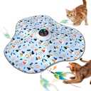 Interactive Cat Toys Rechargeable: Interactive Cats Toy with Chime - Automatic Cat Toys for Indoor Cats, Hide and Seek Toy with Motion, Moving Feather, USB,Blue