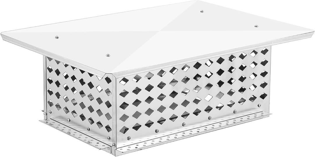 Chimney Cap,13" x 21" Stainless Steel Single Bolt Chimney Fireplace Cover with Practical Accessories & Easy Installation,Waterproof,Mesh Chimney Flue Cover for Protection From Birds, Debris, Rain