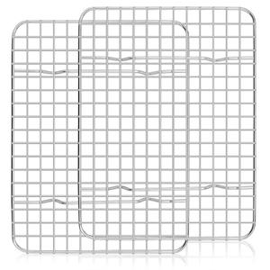 Homikit 2 Pack Cooling Rack Set, 12" x 9" Stainless Steel Baking Rack for Bacon Bread Pizza, Metal Wire Oven Racks for Cooking Roasting Fit Quarter Sheet Pan, Rust Free & Dishwasher Safe