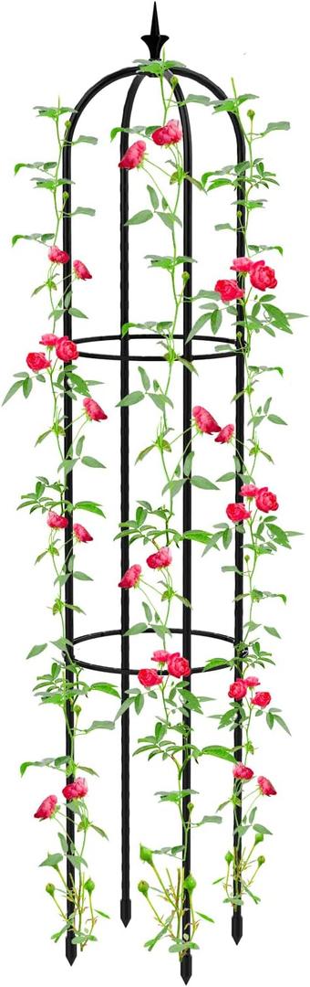 Garden Obelisk Trellis for Climbing Plants 4 Feet Tall Plant Support Cage, Tower Obelisk Plant Support Indoor Potted Plant, Plant Trellis for Climbing Vines, Tomato, Flower, Vegetable, Rose (1 Pack)