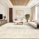 Living Room Rugs 9x12: Washable Moroccan Geometric Boho Rug Farmhouse Non Slip Stain Resistant Large Rug Low Pile Soft Carpet for Bedroom Dining Room Children Room (Beige,9'x12')