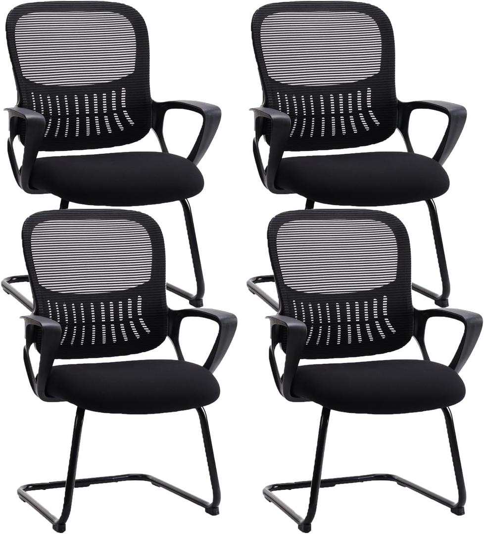 Sweetcrispy Waiting Room Chairs, Desk Chair No Wheels, Mesh Back, Set of 4