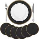 comfoyar Black Round Braided Placemats Set of 6, 14.2x14.2 Inch Non-Slip Place Mats, Washable Heat Resistant Table Mats for Indoor Kitchen Dining Party Table Decoration