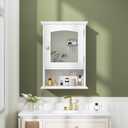 VECELO Bathroom Wall Cabinet with Mirror, Small Medicine Cabinets with Door, Wood Adjustable Shelf, 14.7 x 19.8 x 7.1 Inches, White