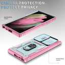 for Samsung Galaxy S24 Ultra Case Military Grade Drop Shock Protection Cell Phone Cover with Slide Camera Cover Built-in 360 Rotate Ring Stand for S24 Ultra 6.8 - Pink