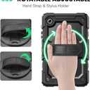 SEYMAC Case for Samsung Galaxy Tab A7 Lite 8.7" (SM-T220/ T225/ T227), Heavy Duty Full-Body Shockproof Protective Case with Screen Protector, Rotating Stand, Hand/Shoulder Strap, Black