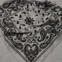 Design by Olivia Women's Sexy Paisley Print/Solid Bandana Tube Crop Top Shirt- Made in USA (White)