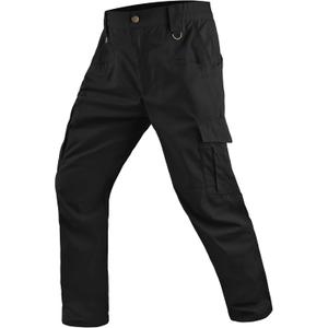 SWISSWELL Tactical Pants for Men Water Resistant Ripstop Elasticated Waist Work Cargo Pant with 8 Pockets for Hiking Construction Black 32×30, Black