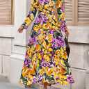 PRETTYGARDEN Womens 2026 Fall Fashion Clothing Boho Maxi Dresses Floral Long Sleeve Flowy Elegant Wedding Guest Holiday Dress (S)