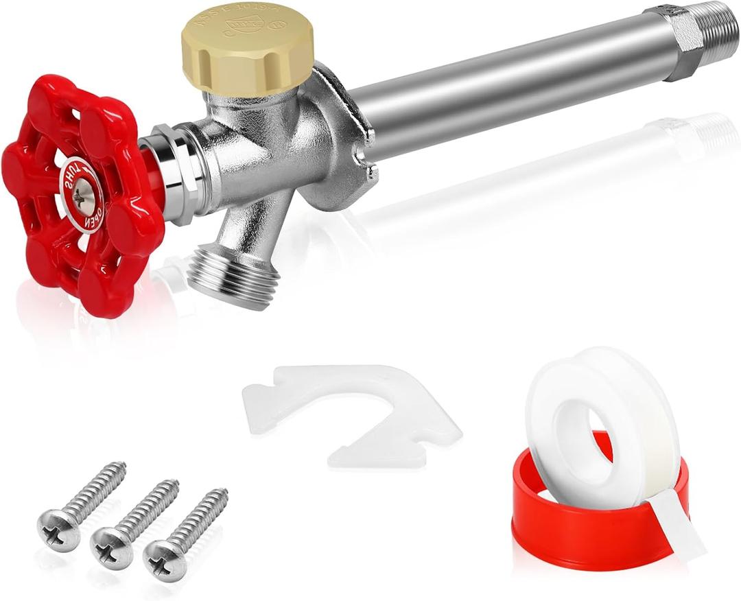 Boltigen 8inch Anti-Siphon Frost Free Sillcock Valve, No Lead Brass Freeze Proof Outdoor Water Faucet, 1/2" NPT X 3/4'' GHT Hose Bib Frost Free Outside Spigot