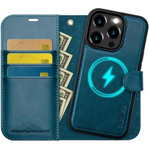 OCASE for iPhone 15 Pro Max Case Detachable Wallet Case with Card Holder, [2 in 1] PU Leather Flip Folio Case with RFID Blocking Stand Shockproof Phone Cover 6.7 Inch, Peacock Blue