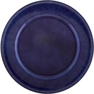 Charge It by Jay Beaded Charger Plate 13 Decorative Melamine Service Plate for Home, Professional Dining, Perfect for Upscale Events, Dinner Parties, Weddings, Banquets, Catering, 1 Piece, Royal Blue