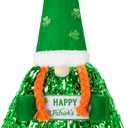 St. Patrick's Day Wreath Decoration,Green Ribbon Door Wreath Gnome, Holiday Hanging Decor for Door Wall Home Bar Party Outdoor Indoor Supply